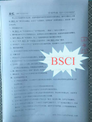 磐安县XX日用品厂合作BSCI验厂咨询