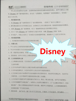 杭州XX实业有限公司与康华合作Disney验厂咨询